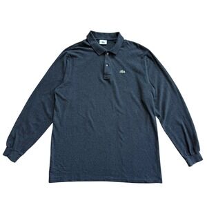 Lacoste Men's Long Sleeve Polo Shirt Dark Gray Classic Fit Crocodile Logo Size 6